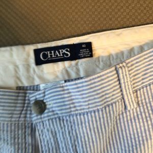 Blue/White striped Chaps shorts-waste size 40